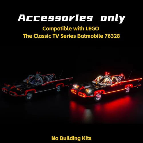 Vista 4 de BrickBling Luz compatible con Lego The Classic TV Series Batmobile