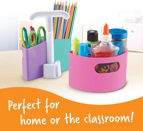 Vista 2 de Learning Resources Create-a-Space - Mini centro de almacenamiento rosa – Guardián de manualidades para el aula, espacio para crear, almacenamiento