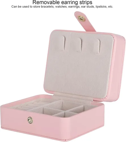 Vista 8 de Germer Caja de almacenamiento para collares, joyero ligero para aretes para anillo (rosa)