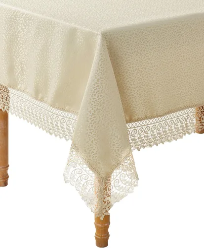 Vista 7 de Violet Linen Legacy - Diseño adoquinado de macramé, borde de encaje de macramé, jacquard de poliéster, blanco, 52 x 70 pulgadas, con capacidad