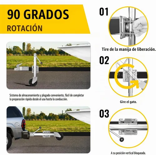 Vista 3 de MaxxHaul - 70148 - Gato hidráulico para remolques con elevador suspenso de 10" con una rueda, 1000 lb. de capacidad