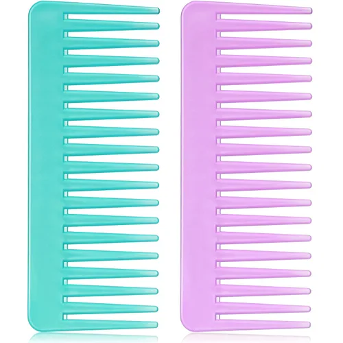 Vista 17 de Patelai Peine de dientes anchos, peine desenredante grande para cabello rizado, húmedo y seco, sin mango, accesorios desenredantes (ámbar)