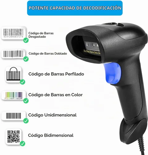 Vista 3 de NetumScan - Lector de código de barras QR USB para computadoras, escáneres de código de barras de imagen 1D 2D automático con cable de mano