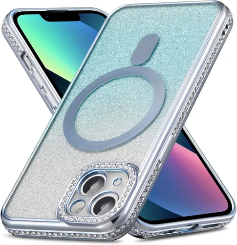 Vista 13 de ZCDAYE Funda con purpurina para iPhone 11 con decoración de diamantes, funda brillante de lujo con protector de cámara compatible con carga sin