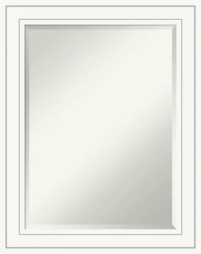 Vista 7 de Amanti Art - Espejo de baño blanco para sobre lavabo, espejo de tocador rectangular blanco de 25x21, marco de madera pequeño y casual, se cuelga