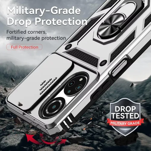 Vista 7 de Funda para Honor X7, CMA-LX2 CMA-LX1 con protector de pantalla de vidrio templado y cubierta de cámara deslizante, anillo magnético soporte