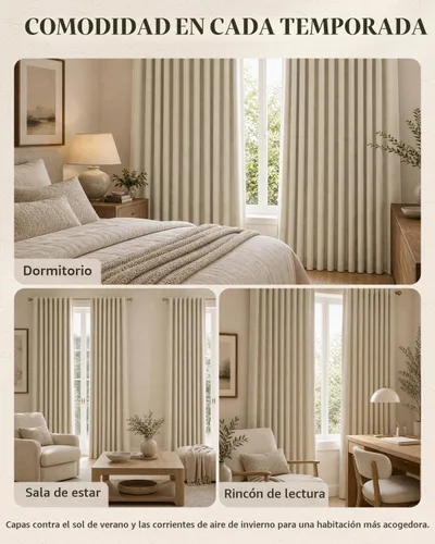 Vista 7 de jinchan Cortinas opacas de felpilla para dormitorio, cortinas beige para sala de estar, juego de 2 paneles de 84 pulgadas de largo, con aislamiento