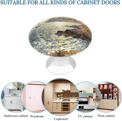 Vista 3 de Cap Negre Watercolor Drawer Pulls Modern Stainless Steel Door Handle Round Cabinet Knobs Exquisite Drawer Knobs Fashion Cabinet Handles Closet Door