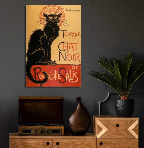 Vista 2 de Impresión en Lienzo Arte de Pared - Tour de Chat Noir de Rodolphe Salis Clásico Vintage Gato Negro Post por Théophile Steinlen - 32x48 pulgadas