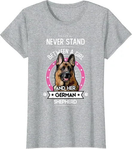 Vista 49 de Never Stand Between A Girl and Her German Shepherd T-Shirt Asphalt Grey