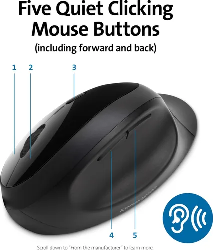 Vista 4 de Kensington Ratón inalámbrico ergonómico Pro Fit - Negro (K75404WW)