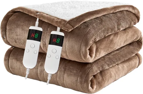 Vista 17 de Electric Blanket Heated Throw, Soft Flannel 50"x60" Heating Blanket with 8 Hours Auto Off 10 Fast Heating Levels Machine Washable Sherpa Heated
