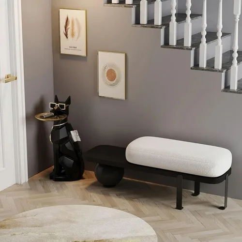 Vista 8 de homary Moderna escultura de perro de resina geométrica estatua de pie linda mesa auxiliar bandeja auxiliar con almacenamiento de pañuelos (negro)