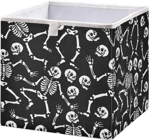 Vista 26 de CaTaKu Bats Star - Cubos de almacenamiento plegables de tela de 11 pulgadas con diseño de estrella, color negro, cajas de almacenamiento plegables