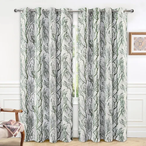Vista 23 de DriftAway Cortinas opacas con diseño de ramas de árbol, doble capa, 84 pulgadas de largo, para dormitorio, estampado clásico, aislamiento térmico