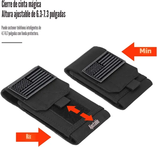Vista 4 de Funda Táctica Molle para Teléfono, Funda de Cinturón con Asa de Bucle Resistente con Parche de Bandera para iPhone 17 Pro Max/Air/17 Pro/17/16 Pro