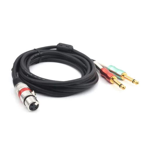 Vista 6 de XLR hembra a 0.250 in 1/4 pulgadas mono macho audio Y cable divisor en Y, doble 0.250 in 1/4" macho a XLR hembra 3Pin micrófono convertidor de audio