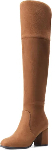 Vista 9 de Botas mosqueteras por encima de la rodilla Dream Pairs para mujer, con tacón grueso Negro