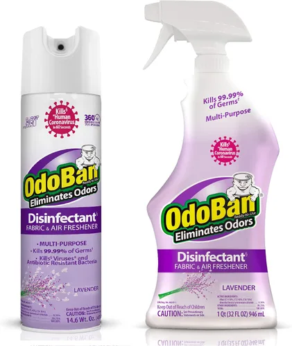 Vista 7 de OdoBan Desinfectante en aerosol continuo de 360 grados listo para usar y eliminador de olores fuertes, ambientador de telas y aire, fabricado