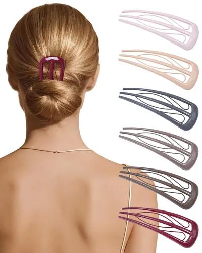 Vista 8 de 6 horquillas francesas para mujer, tenedores en forma de U para moño, moños, rizos franceses, fijación fuerte, 3 dientes internos, palillos