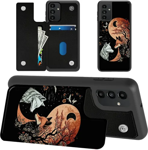 Vista 16 de Funda tipo cartera para Samsung Galaxy A14 5G con tarjetero y bloqueo RFID, piel sintética suave, función atril, cierre magnético, funda delgada