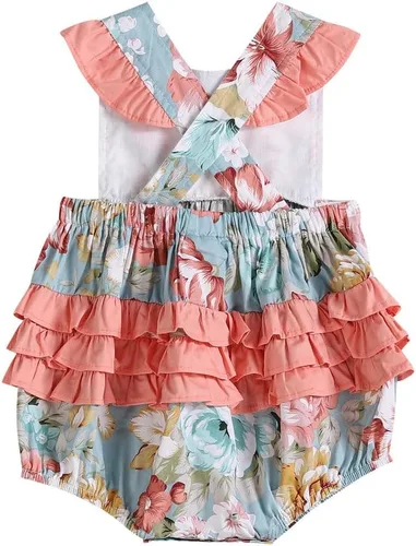 Vista 2 de Lil cactus Mameluco con volantes fruncidos para bebés y niñas pequeñas
