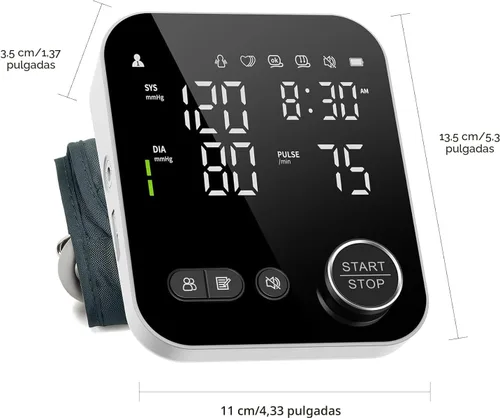 Vista 8 de NOUYAN Monitor de presión arterial para la parte superior del brazo, monitores para uso doméstico, brazalete ajustable de 8.7"-16.5", pantalla LED