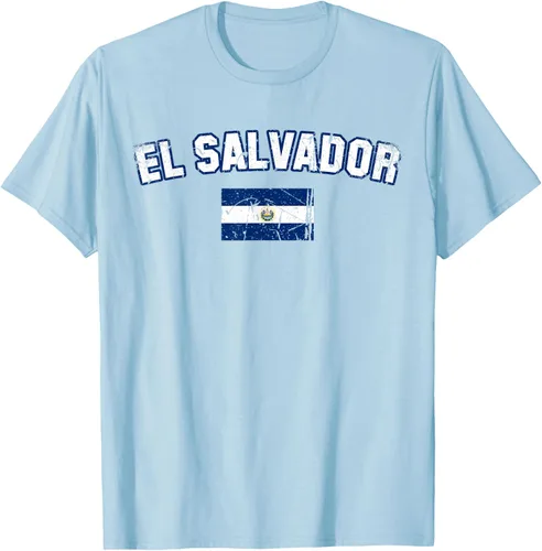 Vista 72 de EL SALVADOR Bandera Vintage Hombres Mujeres Niños Camiseta EL SALVADOR