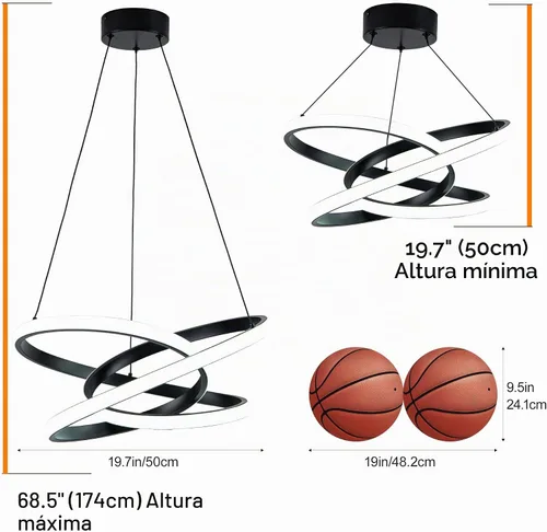 Vista 7 de MAYNA - Lámpara de araña de anillo moderna, lámpara colgante LED regulable