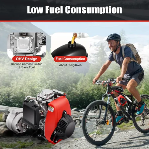 Vista 4 de Kit de bicicleta motorizada, kit de motor de bicicleta de gasolina de 49 CC de 4 tiempos con cadena estilo impulsor de bicicleta, kit de conversión