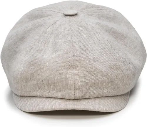 Vista 3 de Sterkowski Modelo Rowdy Gorra de periódico 100% lino para hombre y mujer Airy 8 paneles Paperboy Cap Beige