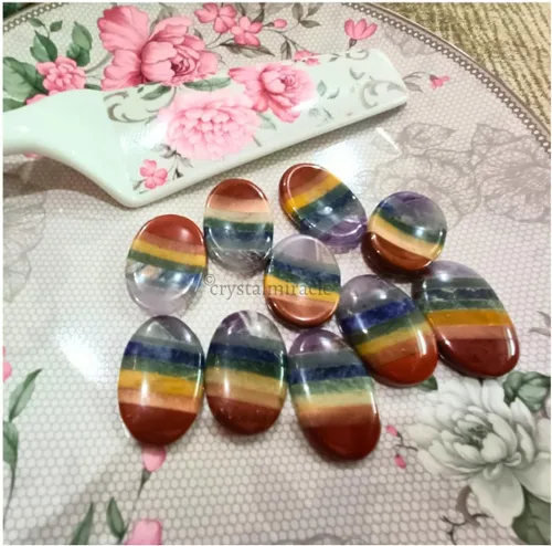 Vista 5 de Hermosa piedra de preocupación de siete chakras, cristal curativo, reiki, energía positiva, radiestesia, pulgar, Feng Shui, paz, sabiduría