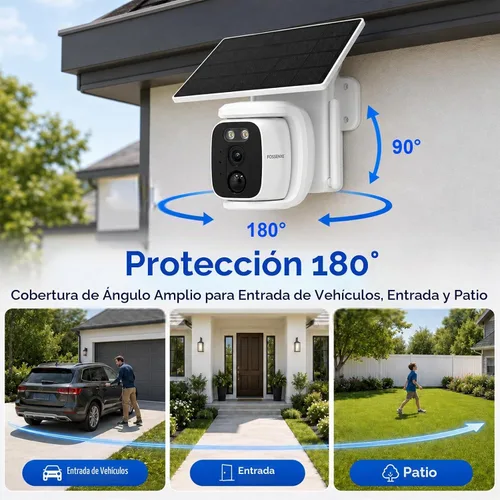Vista 9 de 4 Pack Solar Security Cameras Wireless Outdoor, 2K WiFi Camera System with 64GB Local Storage, 360° Home Coverage, Color Night Vision, Human