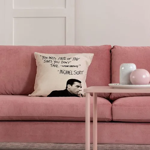 Vista 5 de Funda de almohada decorativa con cita de granja, divertida funda de cojín de Michael Scott, decoración cuadrada de temporada para el hogar, sofá