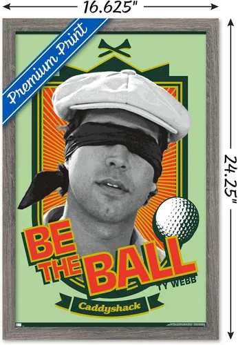 Vista 3 de Trends International Caddyshack - Póster de pared Be the Ball, 14.725 x 22.375 pulgadas, versión enmarcada de madera de granero