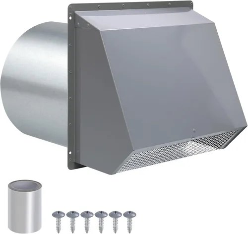 Vista 15 de Cubierta de ventilación para secadora de 3 pulgadas, rejilla de ventilación de pared con pantalla y amortiguador, cubierta de ventilación exterior