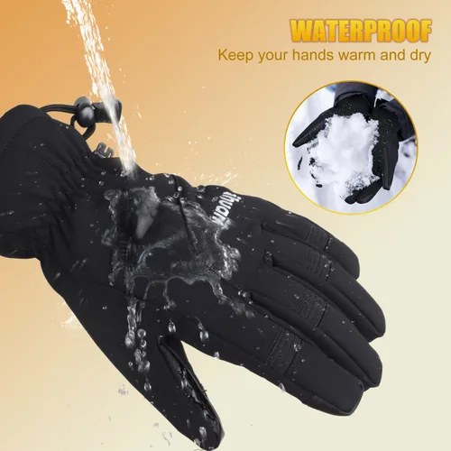 Vista 2 de ihuan Guantes impermeables de invierno para hombres y mujeres, cálidos, para correr, ciclismo, nieve, esquí, para clima frío, material térmico