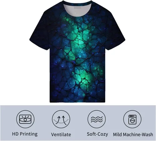 Vista 5 de Camisetas de ciencia ficción biotecnológica para hombre, estampado 3D, camiseta de red neuronal abstracta Y2K Cyberpunk Streetwear