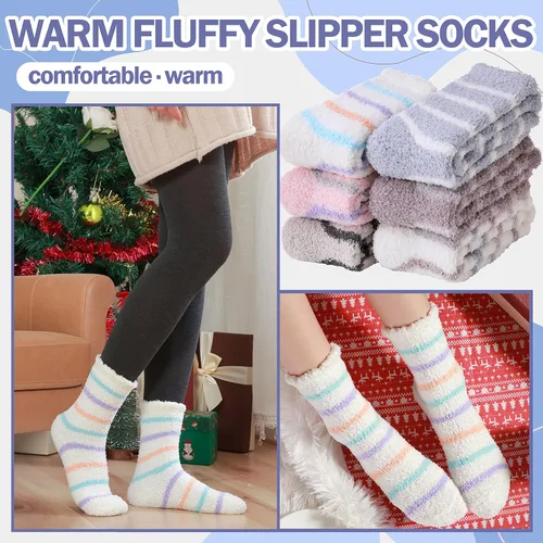 Vista 3 de ANTSANG Womens Fuzzy Socks Slipper Winter Fluffy Comfy Cozy Socks Cabin Warm Home Socks