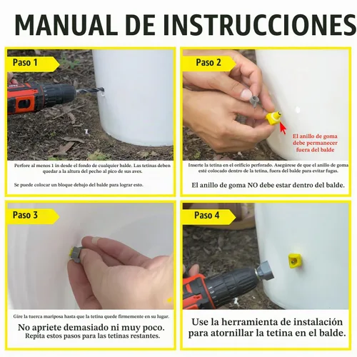 Vista 4 de Tetinas para regar pollo, montaje lateral horizontal, sistema automático de agua antifugas para aves de corral, adecuado para pollos, pato