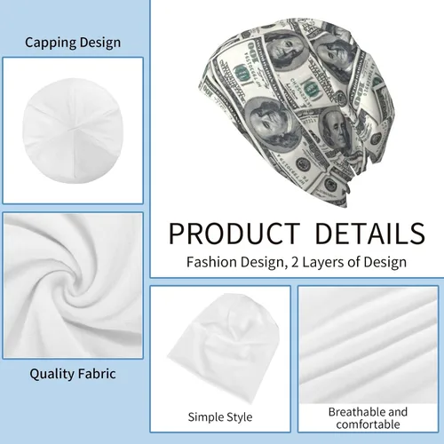 Vista 5 de Us Bill Dollars Money Knit Beanie Hat Adultos Stretch Knit Skull Beanies Cap Sombreros para Mujeres Hombres