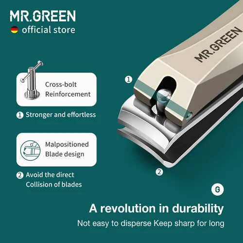Vista 4 de MR.GREEN Cortaúñas antisalpicaduras, cortador de uñas de acero inoxidable, herramientas de manicura, tijeras de uñas, diseño desmontable, recortador