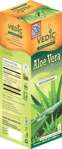 Vista 2 de Vedic Juices Jugo de aloe vera, suplemento de aloe para nutrición de la piel, pulpa de aloe, fibra de aloe, salud intestinal y apoyo inmunológico