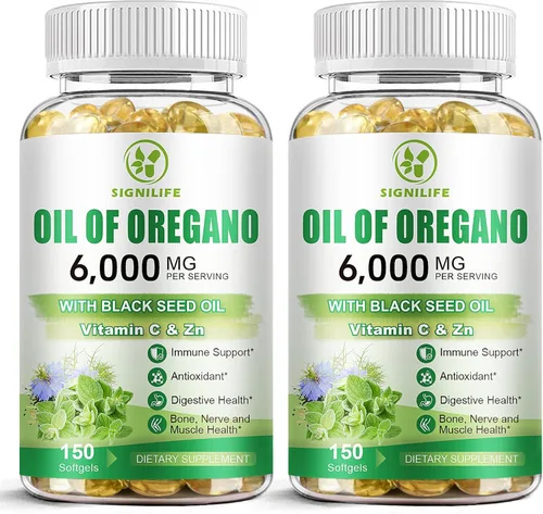 Vista 8 de Aceite de orégano con aceite de semilla negra, cápsulas de aceite de orégano de 6000 mg para apoyo inmunológico con alto contenido de carvacrol