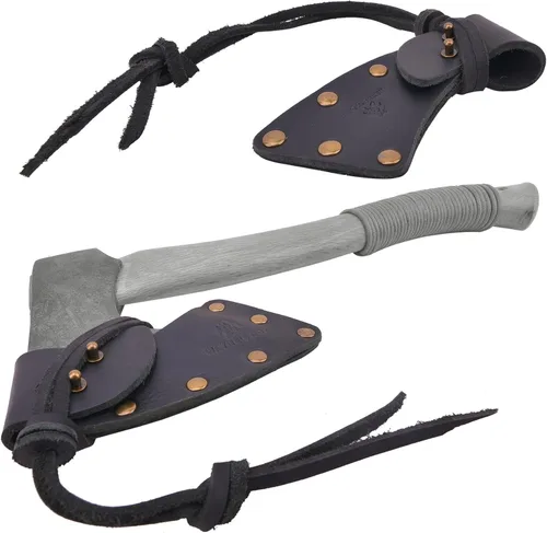 Vista 10 de Funda de cuero para hacha, funda de piel de búfalo para la cabeza del hacha con trabillas para cinturón, protector de hacha