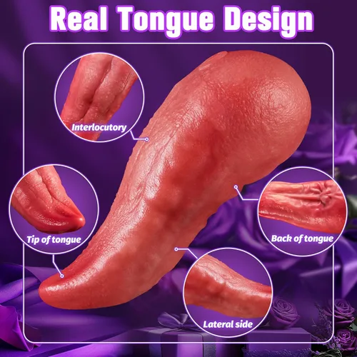 Vista 5 de Vibrador de lengua para mujeres, vibradores realistas 3 en 1, juguetes sexuales para adultos con 9 modos de lamer, vibración y calentamiento