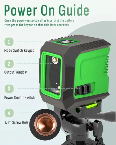 Vista 3 de Nivel láser con trípode de 50 pulgadas, nivel láser de línea cruzada autonivelante de 360°, herramienta niveladora de línea horizontal y vertical