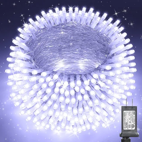 Vista 10 de Luces de Navidad para interiores y exteriores, tira de 200 luces LED para Navidad, de 23 m, con 8 modos, se puede conectar con otras tiras 2-Blanco