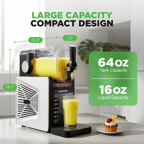 Vista 7 de NutriChef Máquina de granizado para el hogar No necesita hielo Slushys 7 en 1 Programas preestablecidos: autolimpiante, batidos, aguanieve