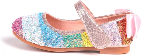 Vista 5 de Mowoii Girls Glitter Mary Jane Low Heel Wedding Party Princess Dress Pumps Shoes Shoes for Toddler Kids